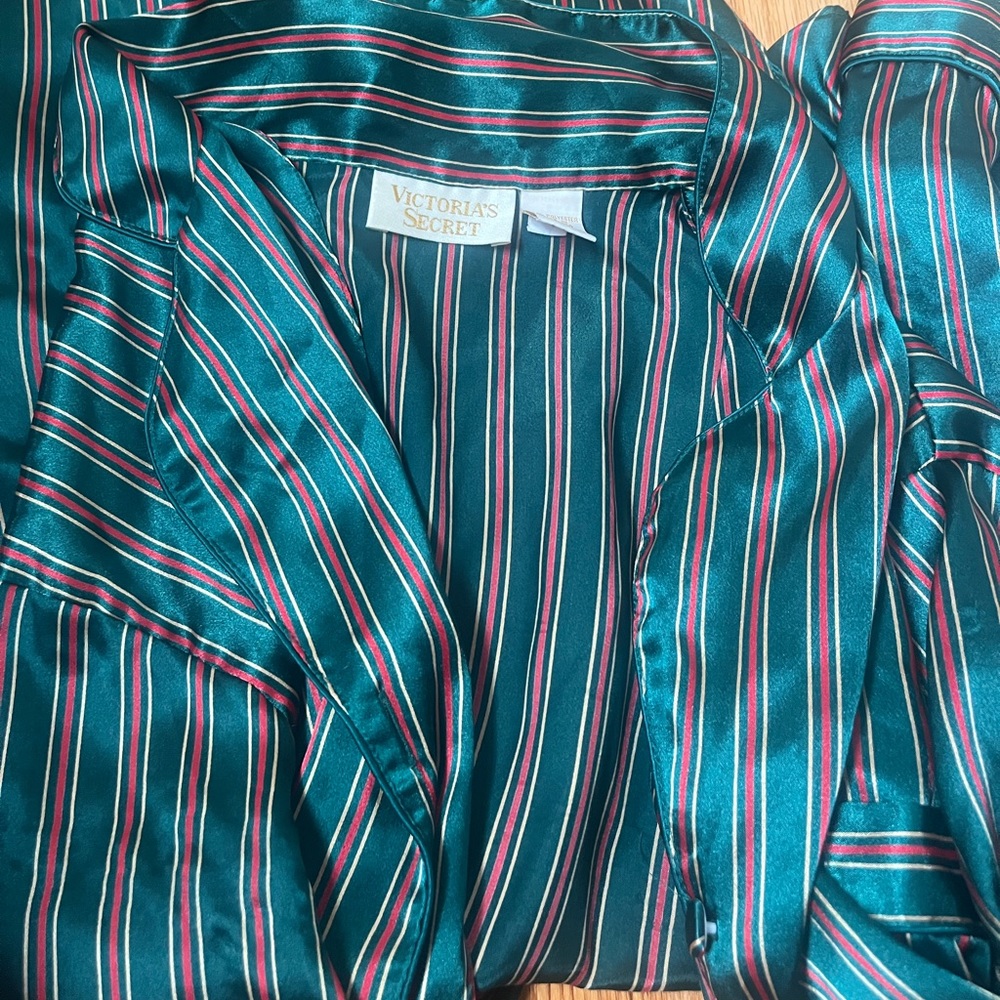 Victoria Secret Red and Green Christmas Satin Pjs